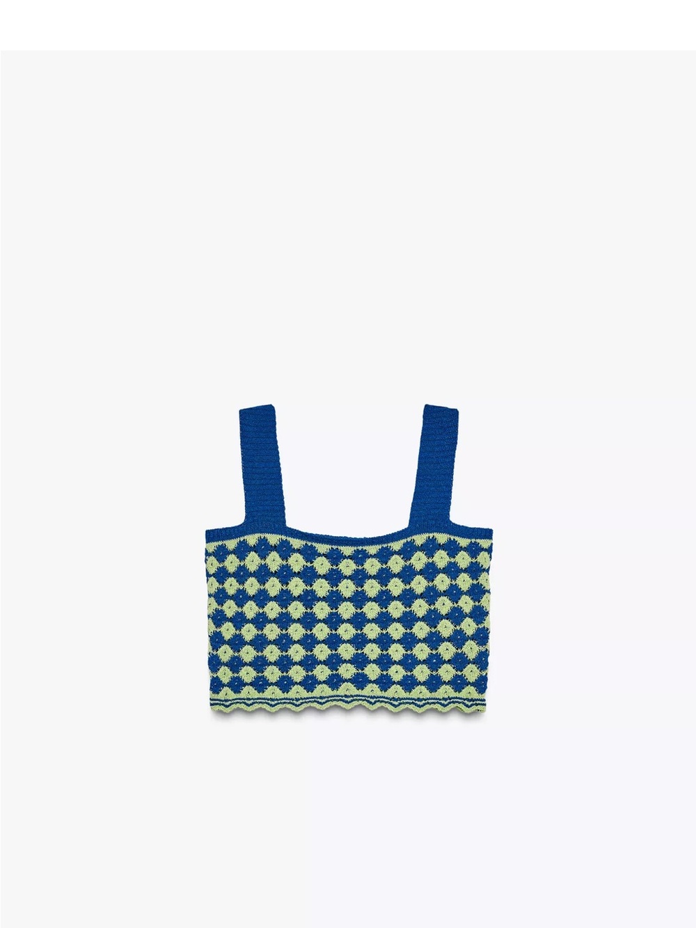 Zara Blue and Lime Green Cropped Knit Tank
